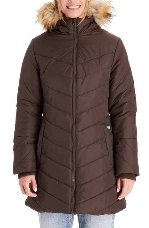 Faux Fur Trim Convertible Puffer 3-in-1 Maternity Jacket