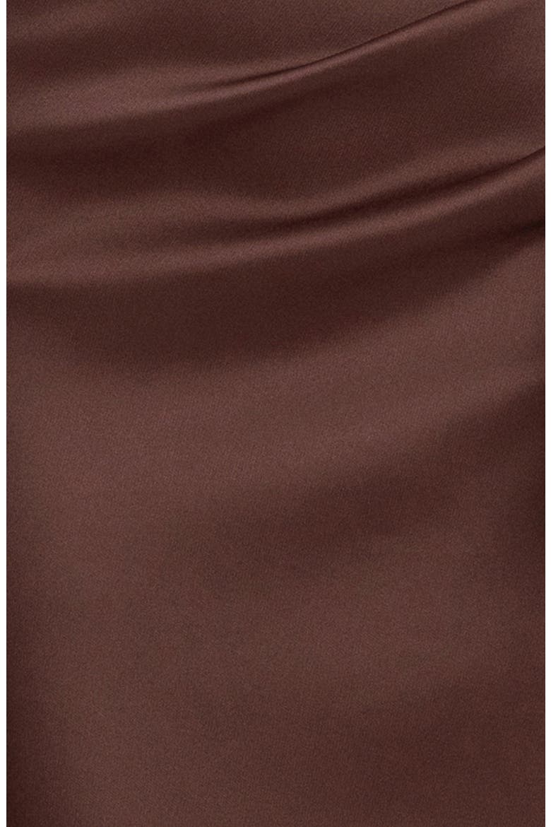 Ruffle Strapless Mikado Column Gown, Alternate, color, CHOCOLATE