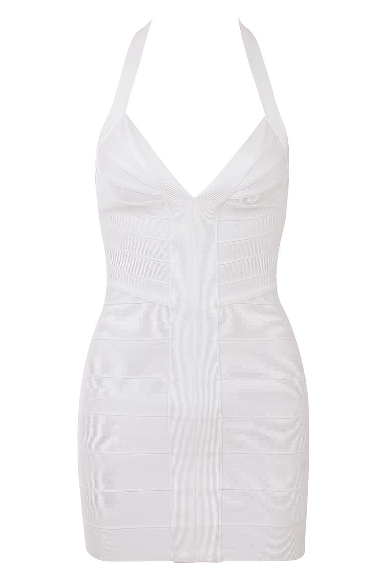 The Contour Halter Neck Bandage Minidress, Alternate, color, WHITE