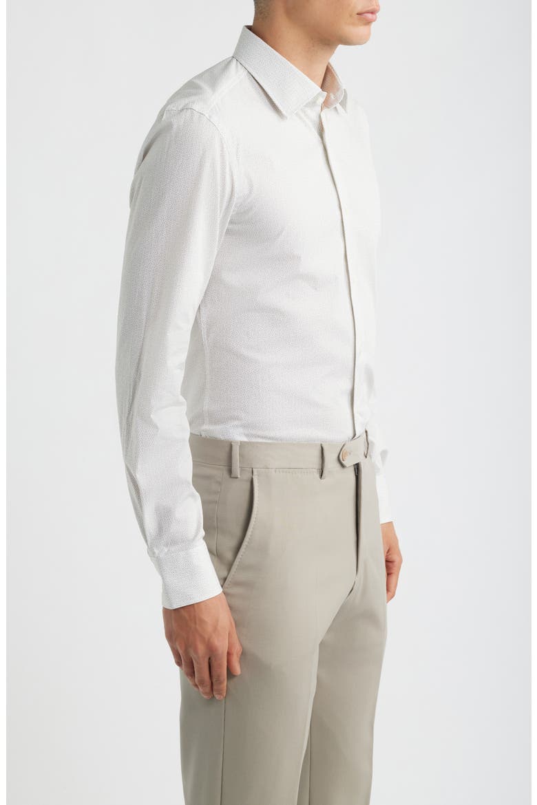 Hank Kent Slim Fit Stretch Cotton Dress Shirt, Alternate, color, WHITE W/ BEIGE