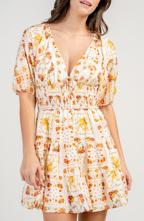 Floral Smocked Waist Minidress