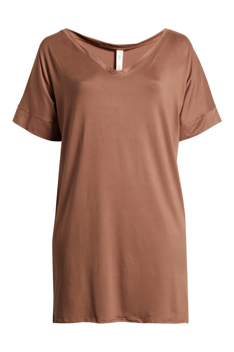 Loose Fit Jersey T-Shirt Dress, Alternate, color, MOCHA