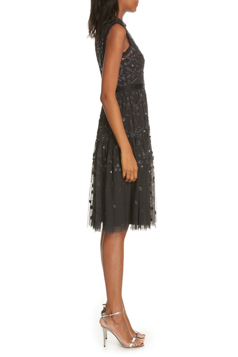 Clover Gloss Fit & Flare Dress, Alternate, color, GRAPHITE