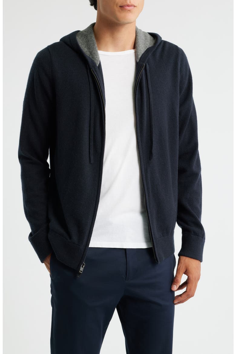 Cashmere Zip Hoodie Sweater, Main, color, COASTAL/ MEDIUM HEATHER GREY