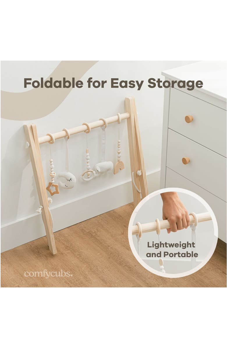 Comfy Cubs Wooden Baby Play Gym Set, Alternate, color, Natural Wood