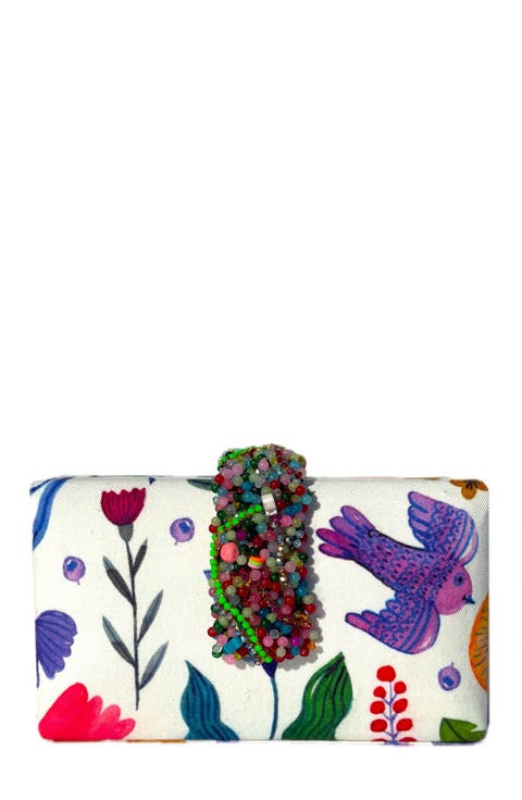 Garden Party Beaded Fringe Clutch