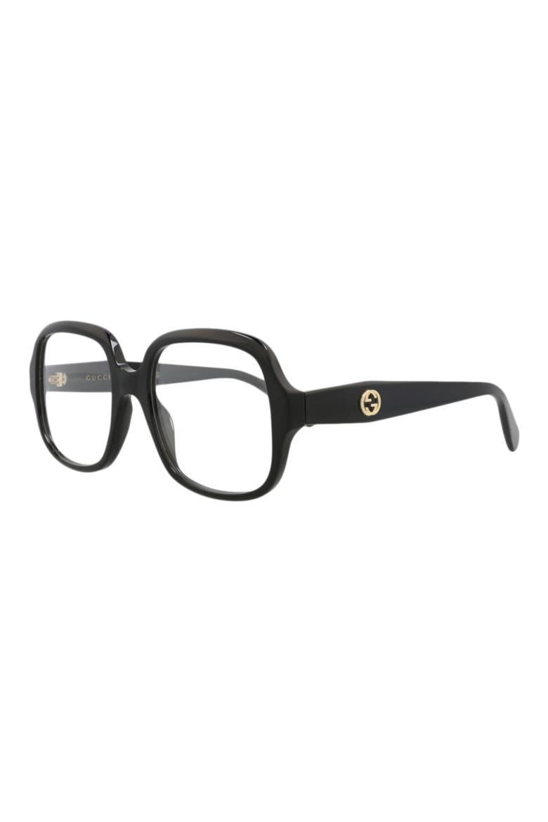 53mm Square Optical Glasses, Alternate, color, BLACK BLACK TRANSPARENT