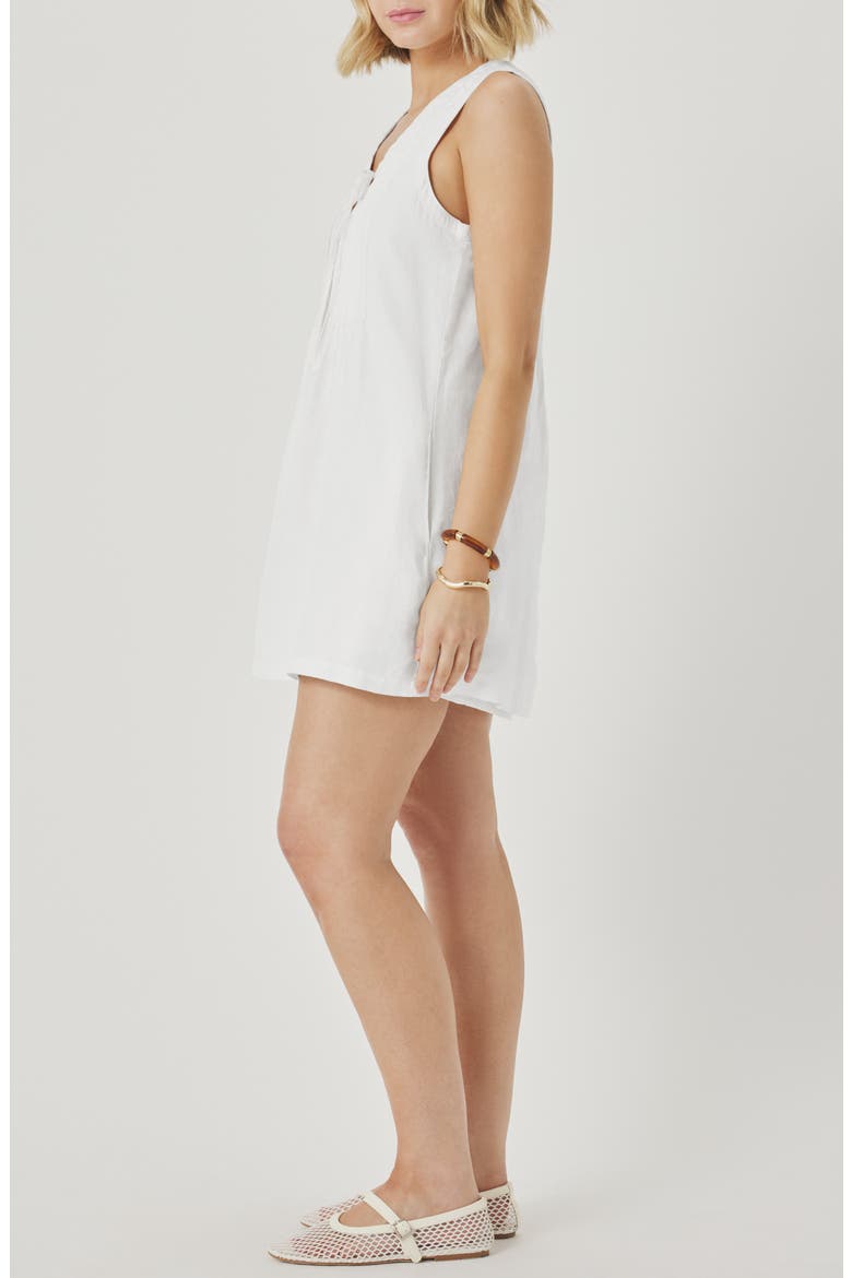 Stella Pintuck Detail Linen Minidress, Alternate, color, WHITE