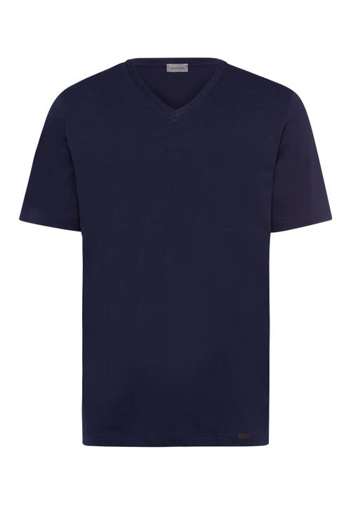 Hanro Cotton Superior V-neck T-shirt In Deep Navy