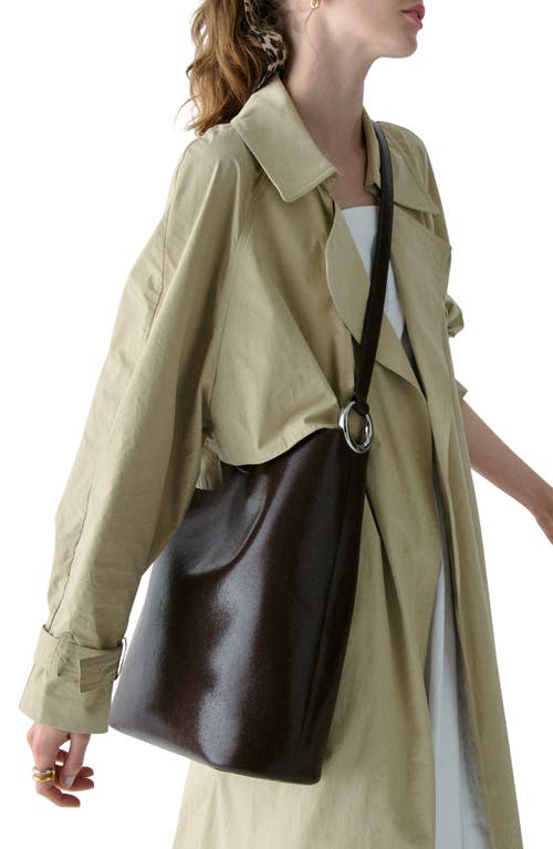 Kate Spade New York Halo Glazed Large Leather Bucket Bag In Brown