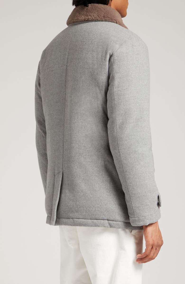 Eleventy Wool Down Coat with Genuine Shearling Trim, Alternate, color,