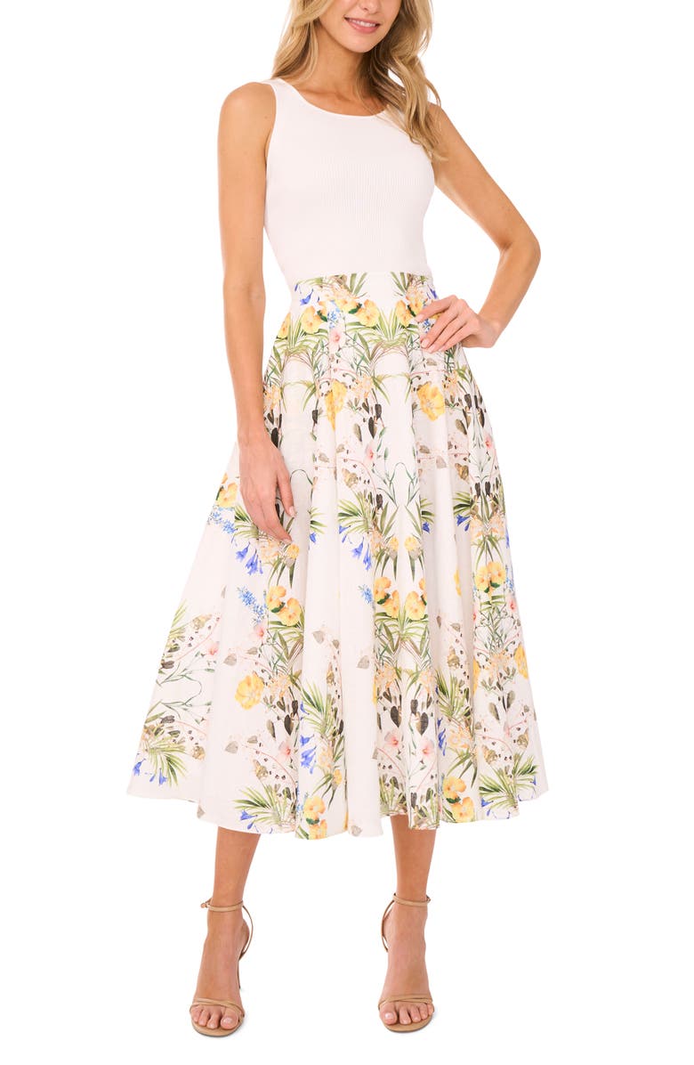 Ted Baker Floral Linen Midi Skirt, Alternate, color, 
