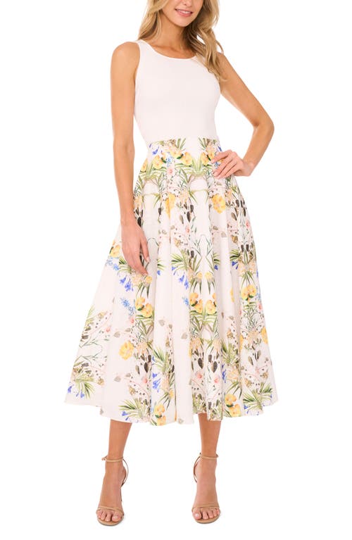 Shop Ted Baker Floral Linen Midi Skirt In Ultra White