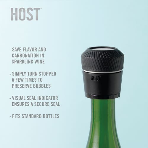 Host Champagne Stopper With Seal Indicator In Black
