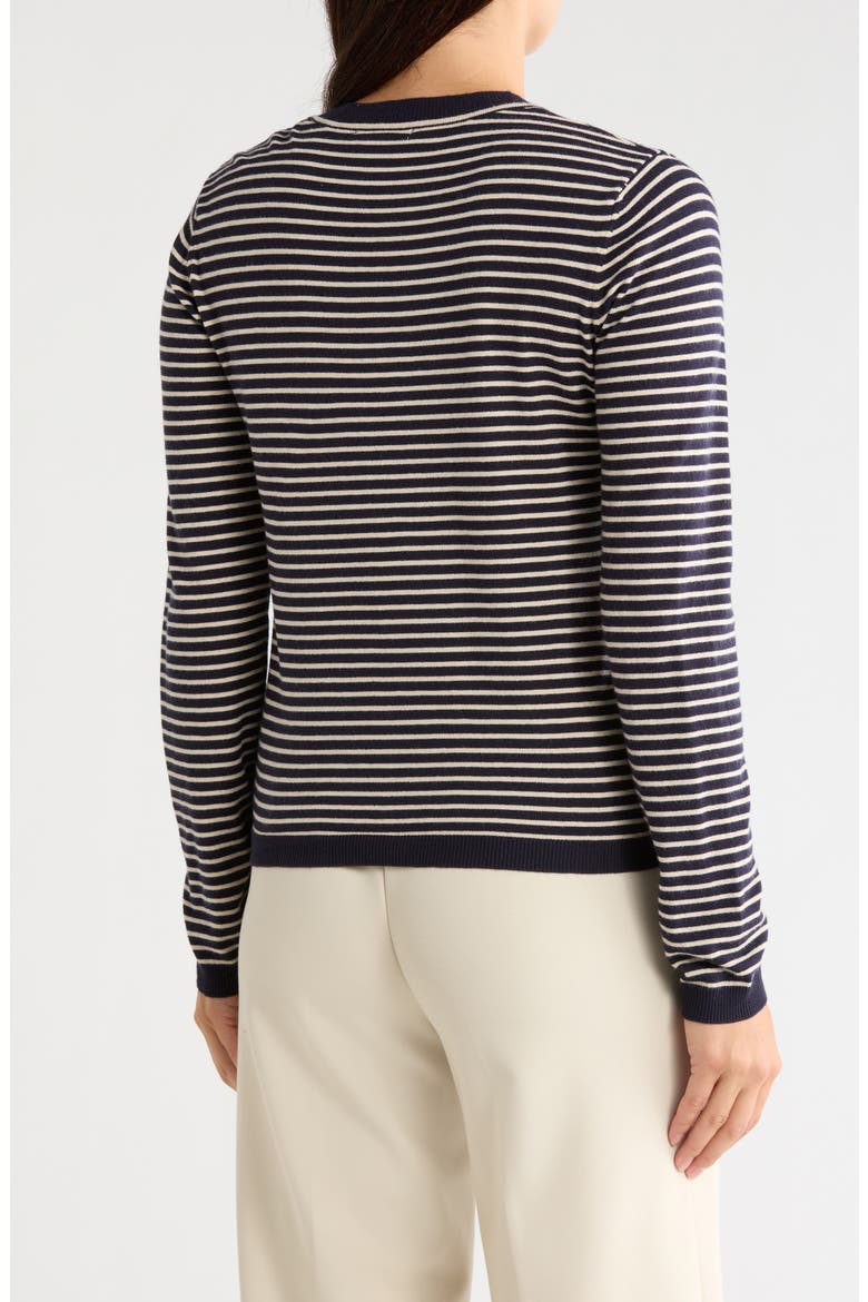 Crewneck Sweater, Alternate, color, NAVY / BONE STRIPE