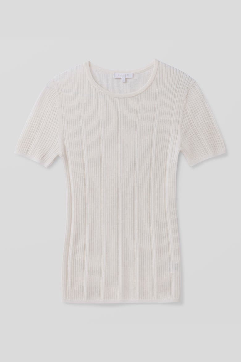 ETTA TRELLIS CASHMERE TEE, Alternate, color, Ecru