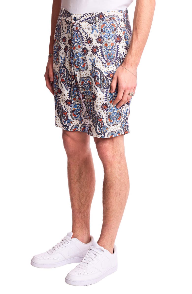 PAISLEY & GRAY Felix Slim Fit Shorts, Alternate, color, White Blue Orange Paisley