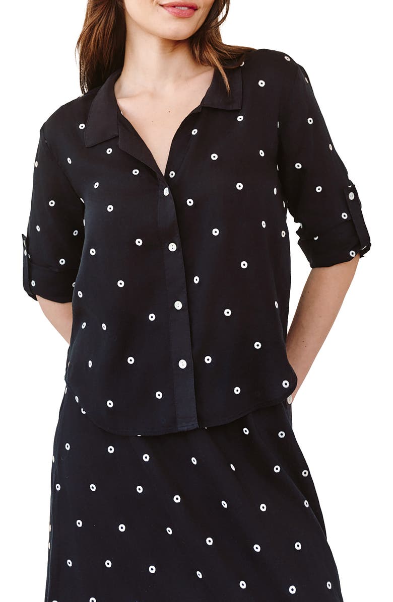 Bella Dahl Dot Button-Up Camp Shirt, Main, color, Cabana Dot