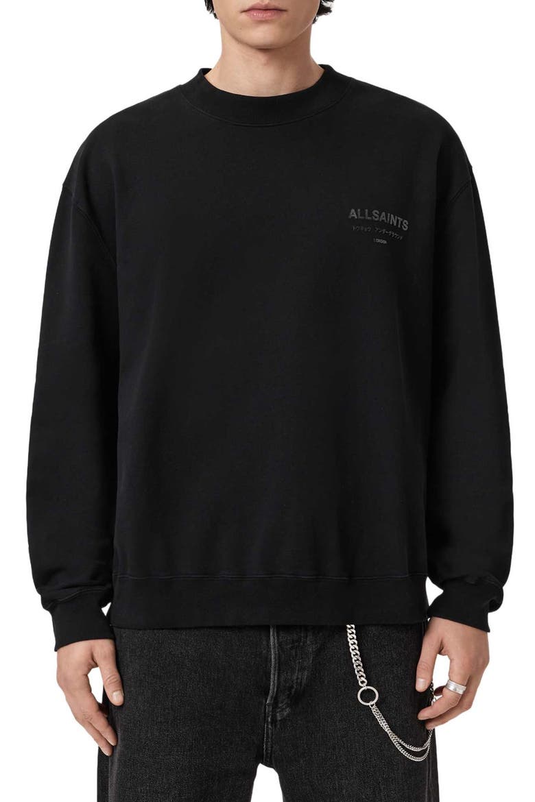Xander Crewneck Sweatshirt, Main, color, JET BLACK