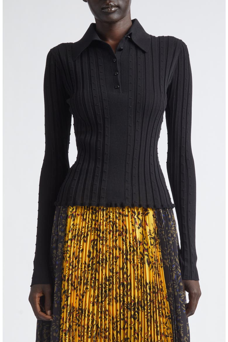 Monet Fine Bobble Knit Long Sleeve Top, Main, color, BLACK