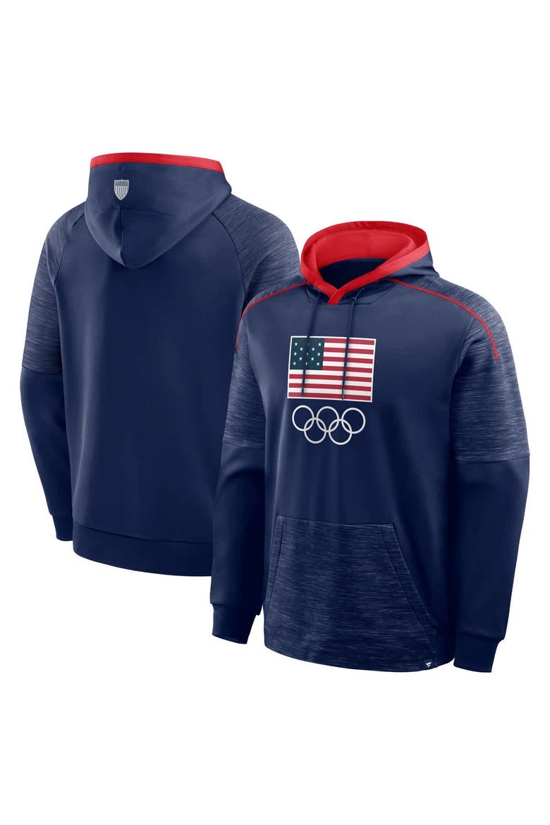 Men's Fanatics Navy Team USA Goaltender Defender Pullover Hoodie, Main, color, Navy