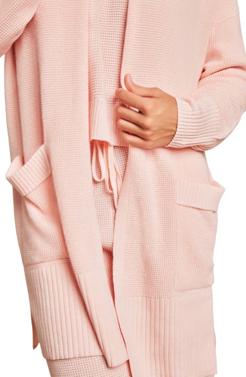 Shop Barefoot Dreams Waffle Knit Lounge Cardigan In Bella Pink