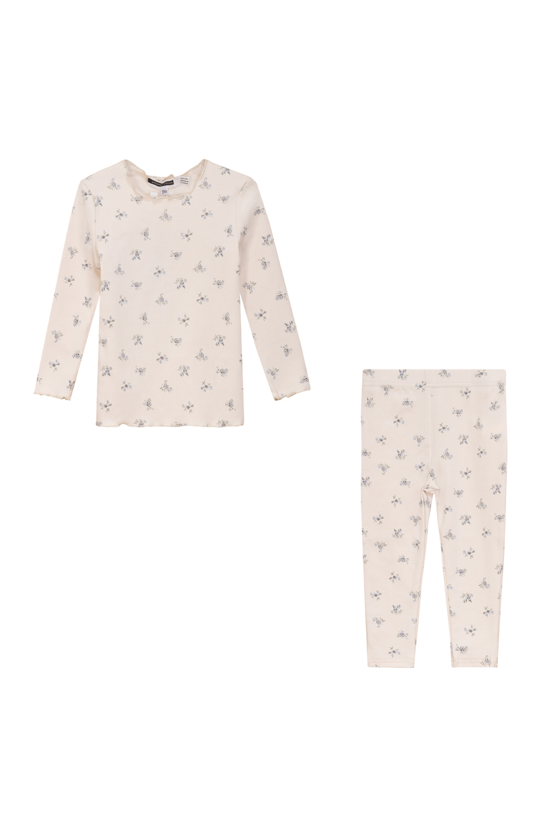 Whipped Cocoa Floral Cotton 2 Piece Long Sleeve Top and Leggings Set, Main, color, Blue