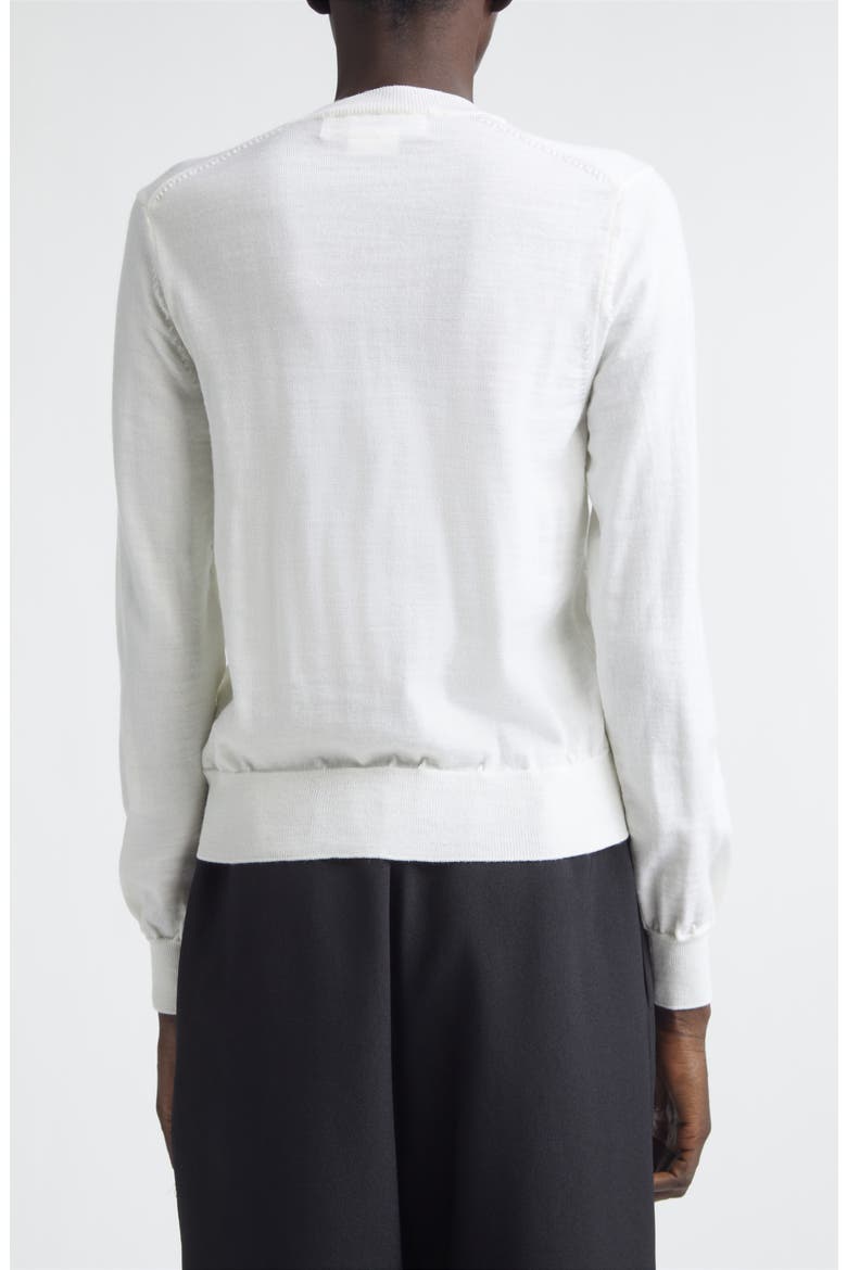 Ribbon Ruffle Wool Cardigan, Alternate, color, WHITE