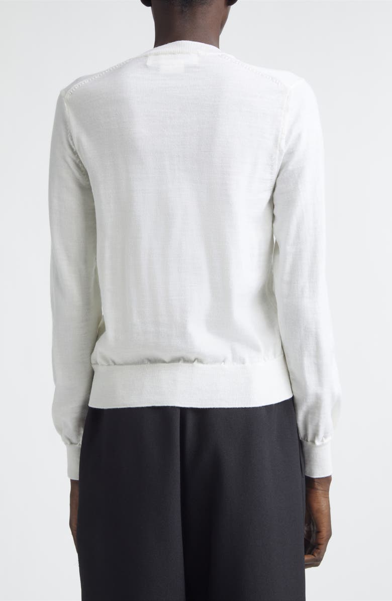 Comme des Garçons Girl Ribbon Ruffle Wool Cardigan, Alternate, color, White