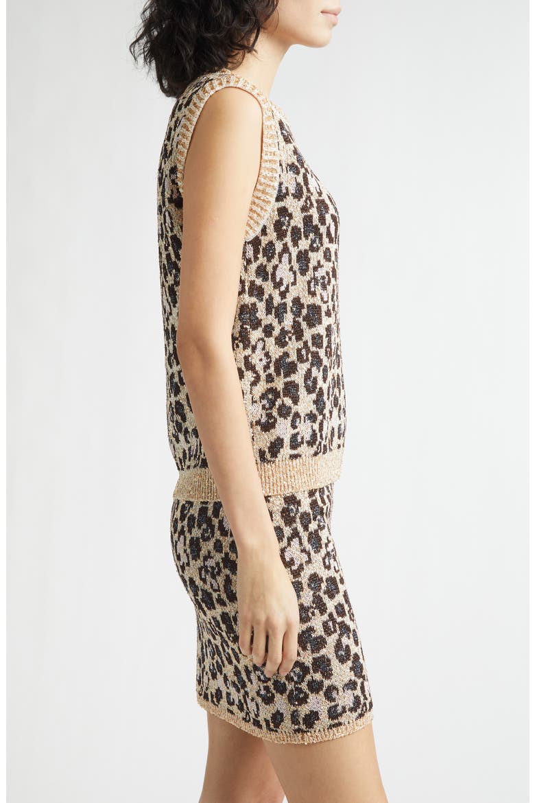 Animal Jacquard Sequin Sleeveless Sweater, Alternate, color, BEIGE BASE
