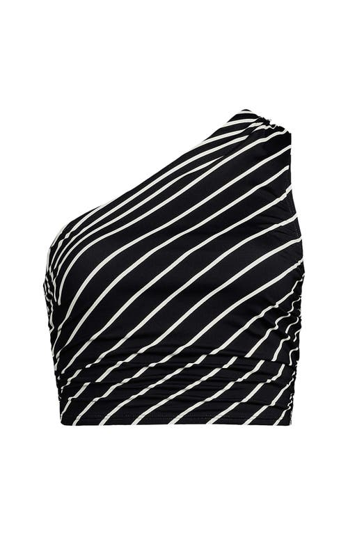 LANDS' END LANDS' END DD-CUP RUCHED ONE SHOULDER TANKINI TOP