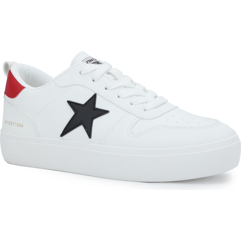 Vintage Havana Aura Lace-up Sneaker In White Black/red