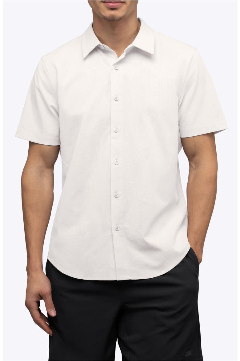 Crossover Performance Short Sleeve Button-Up Shirt, Main, color, BONE