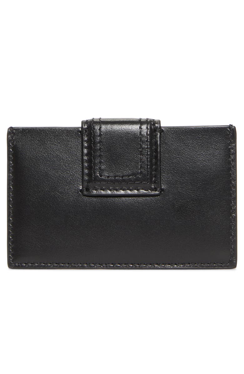 Jacquemus The Bambino Leather Card Case, Alternate, color, Black