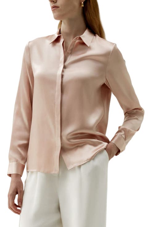 LILYSILK Women's Basic Concealed Placket Silk Shirt