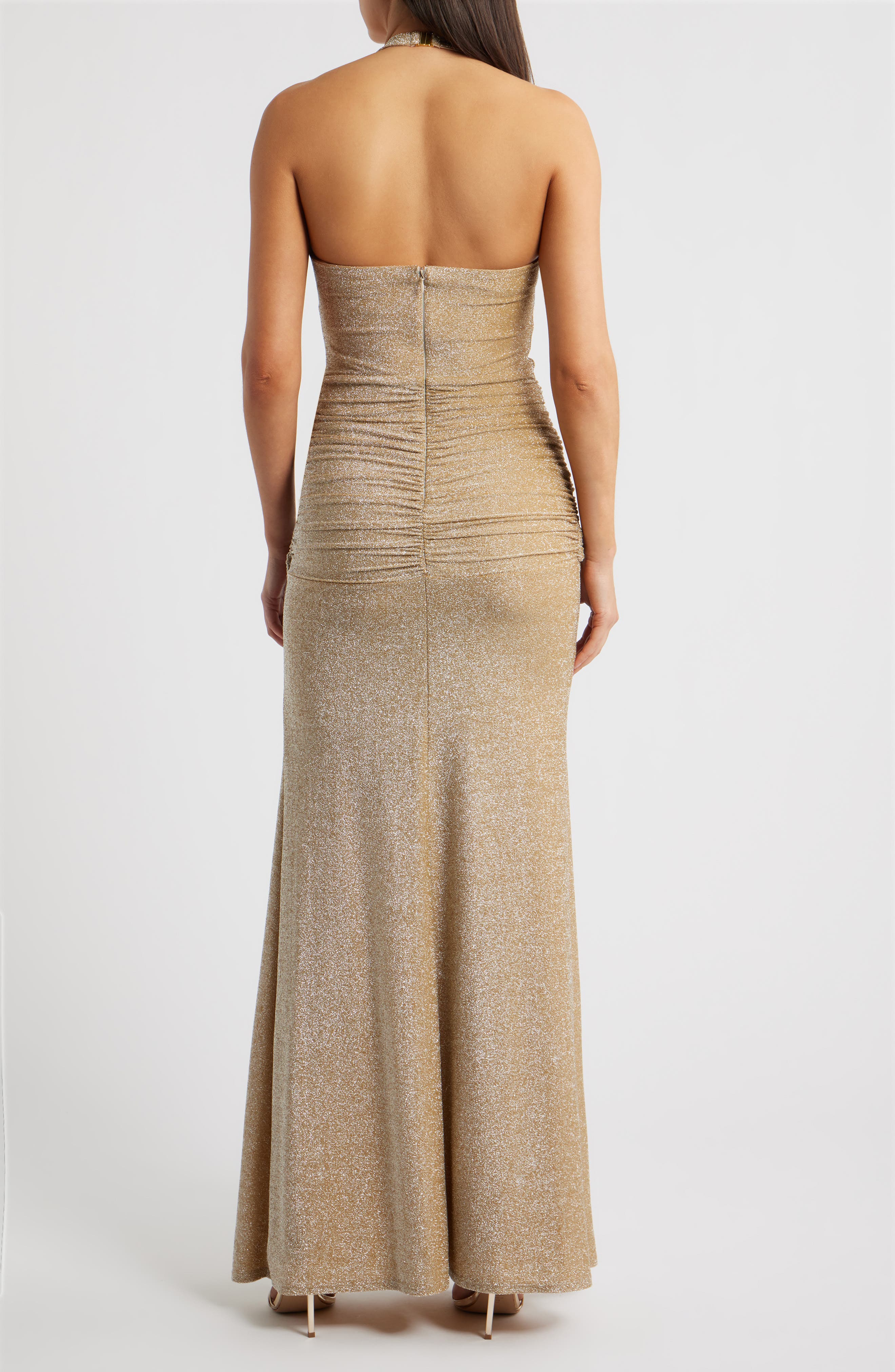 Soraya Metallic Jersey Halter Column Gown - image 2