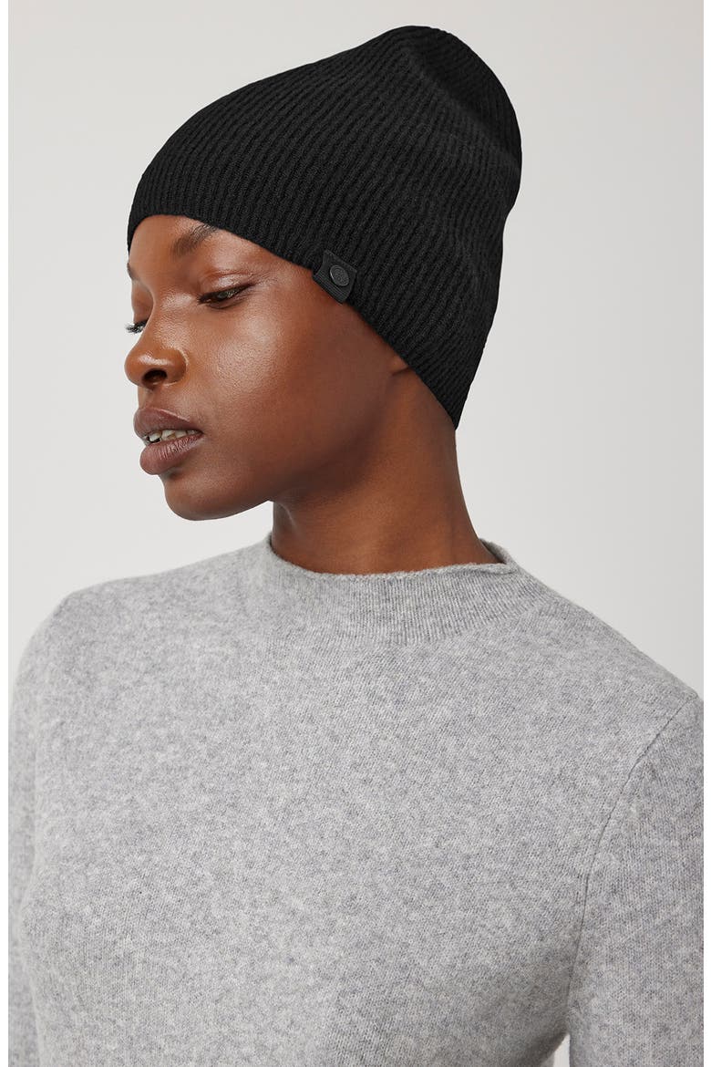 Wool & Cashmere Rib Toque Beanie, Alternate, color, BLACK