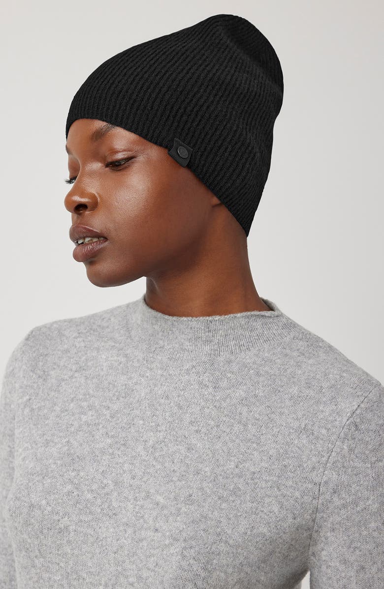 Canada Goose Wool & Cashmere Rib Toque Beanie, Alternate, color, Black