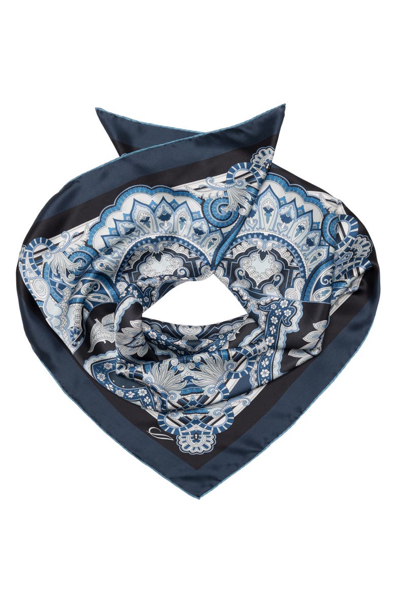 Elizabetta Malta - Hand Rolled Silk Foulard for Women, Main, color, Royal Blue