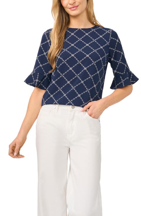 Print Ruffle Cuff Top