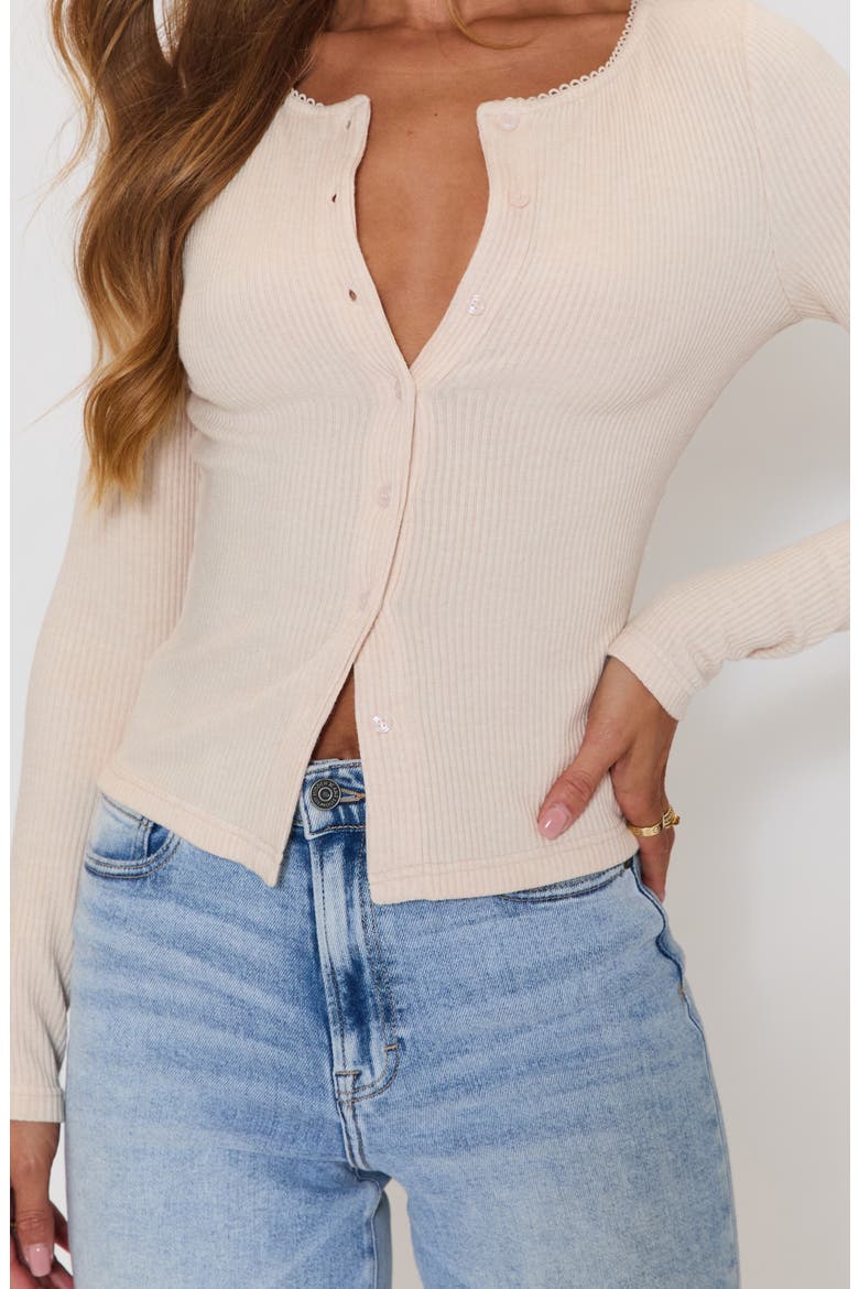 Daphne Rib Knit Button-Up Top, Alternate, color, TAUPE