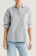 Marine Layer Abbey Stripe Cotton Poplin Button-Up Shirt