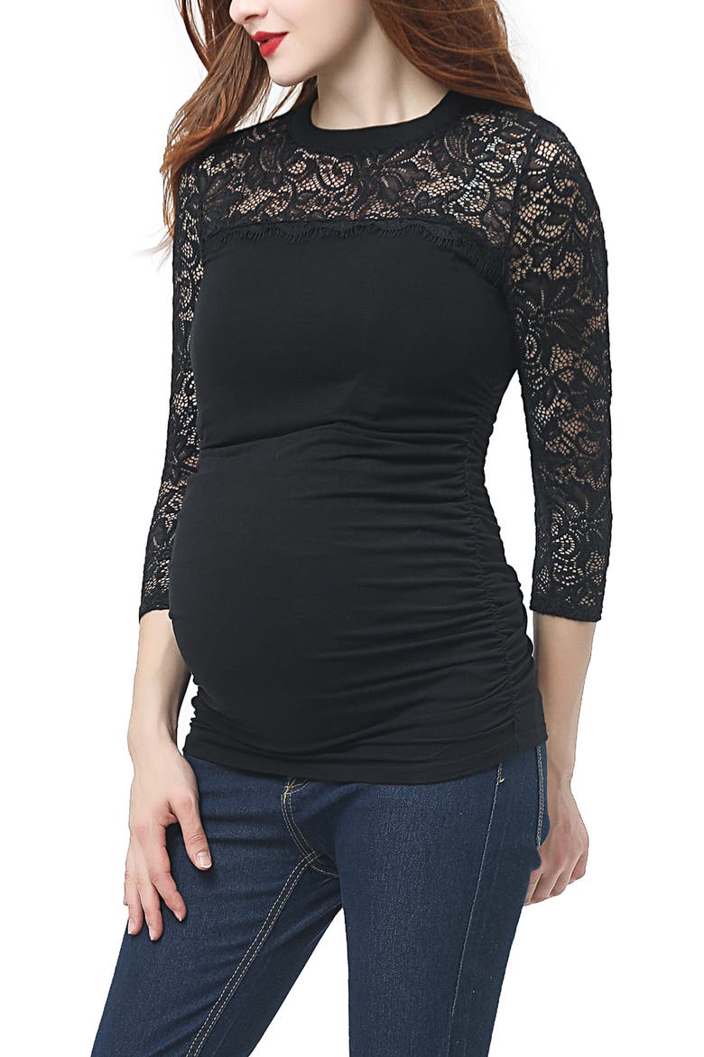 Rainey Ruched Maternity Top, Main, color, BLACK