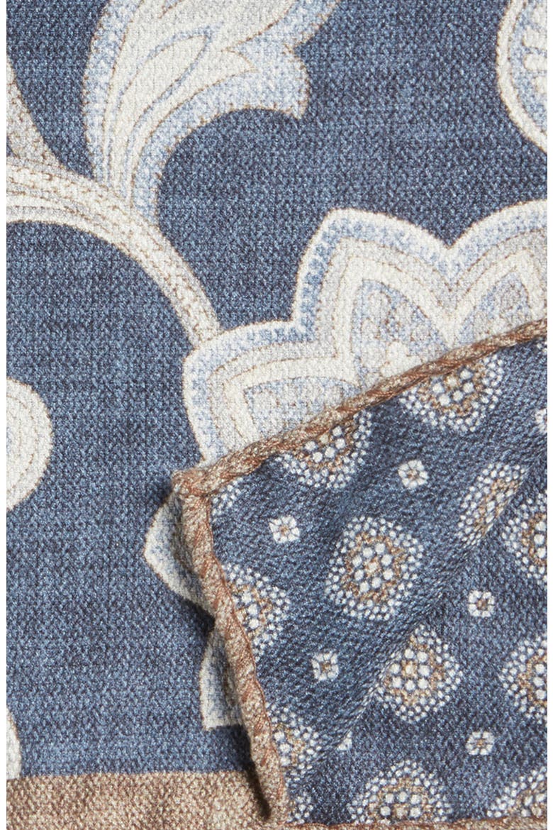 Verdun Floral & Medallion Reversible Silk Pocket Square, Alternate, color, NAVY