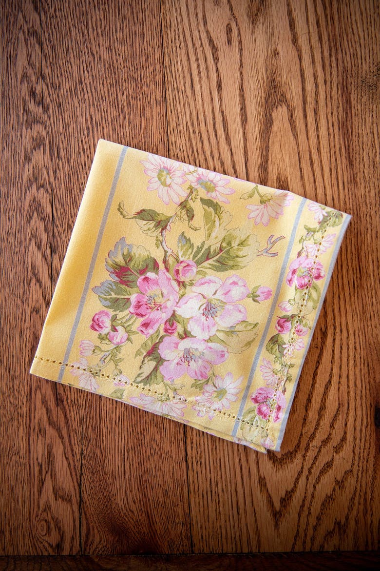 Apple Blossom Luncheon Napkins Yellow, Set of 4, Alternate, color, Yellow