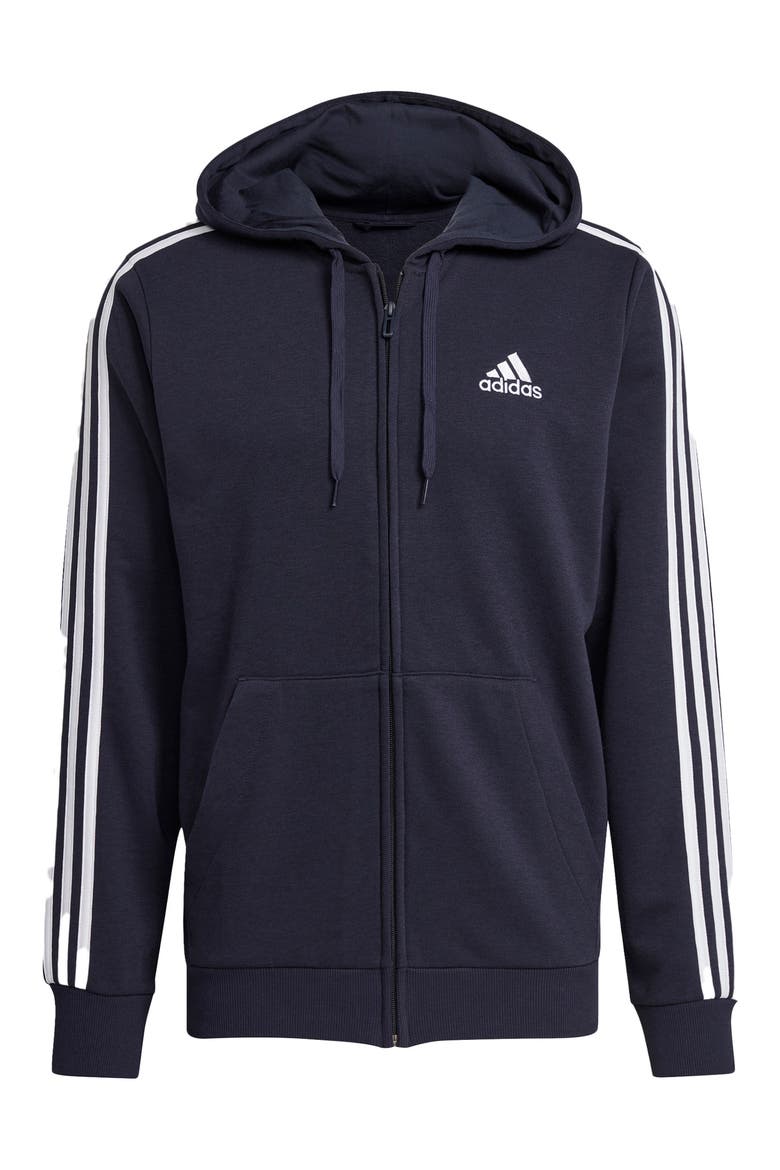 Essential Fleece 3-Stripes Track Top, Main, color, INK/ WHITE