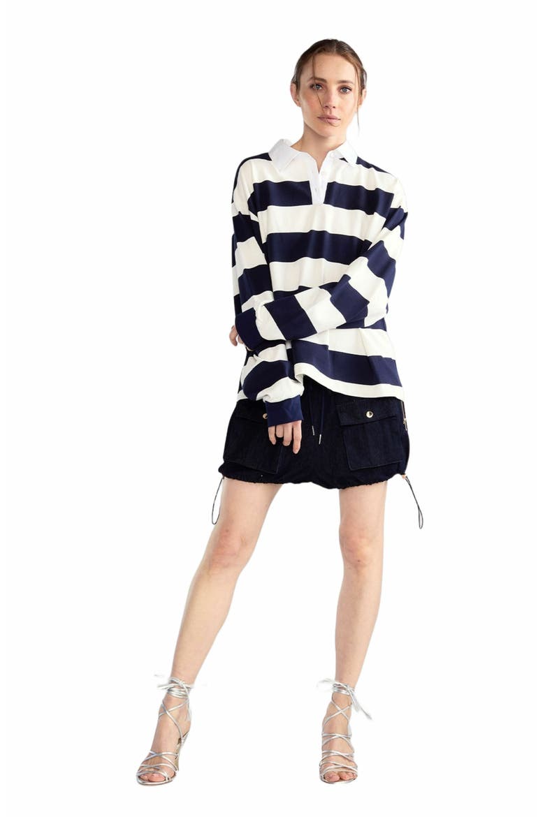 Ardie Striped Rugby Shirt, Main, color, Navy White