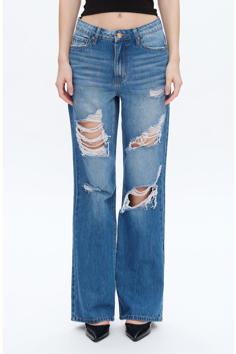 Rita Ripped Super High Waist Wide Leg Jeans, Main, color, VIVID BLUE