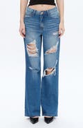 Bayeas Rita Ripped Super High Waist Wide Leg Jeans