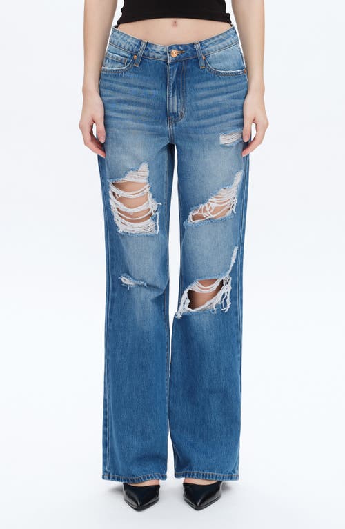 Bayeas Rita Ripped Super High Waist Wide Leg Jeans In Blue